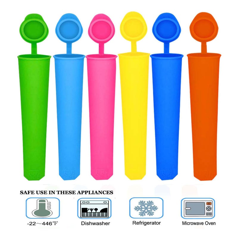 Wpunwen Silicone Ice Pop Mold Wpunwen Popsicle Molds with Lids 6 Pcs Silicone Popsicle Molds Reusable Popsicle Tubes with Clean Brush Durable Pure Color - Image 4